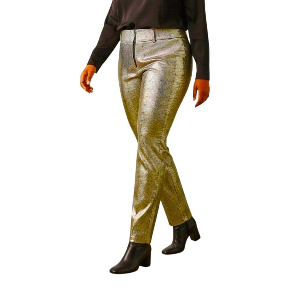 Alfani Metallic Python Print Slim-Leg Pants size 14 NWT